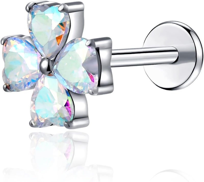 TOMIDES G23 Titanium Flat Back Earrings Studs 18g 16g F136 Implant Grade Titanium Labrets Press Fit Threadless Push In Dainty Cartilage Helix Conch Lobe Lip Tragus Piercing Jewelry - Image 1